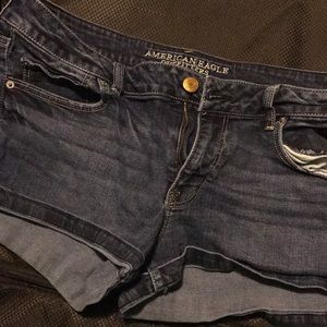 American Eagle Dark Rinse Shortie Jean Shorts